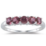 Pink Tourmaline Five Stone Ring in 18K White Gold