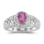 0.44 Cts Diamond & 0.70 Cts Pink Tourmaline Ring in 14K White Gold