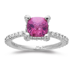 0.50 Ct Diamond & 1.52 Ct AAA Pink Tourmaline Ring in 14K White Gold