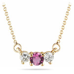 0.23 Ct Diamond & 0.29 Cts Pink Tourmaline Necklace in 18K Yellow Gold