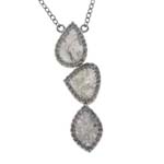 0.35-0.45 Cts Diamond & 2.26-2.46 Cts Light Grey Slice Diamond Pendant in 14K White Gold