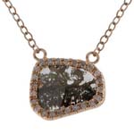 0.09-0.19 Cts Diamond & 0.98-1.18 Cts Dark Brown Slice Diamond Pendant in 14K Pink Gold