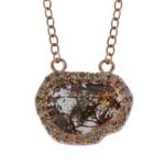 0.08-0.18 Cts Diamond & 0.64-0.84 Cts Dark Brown Slice Diamond Pendant in 14K Pink Gold