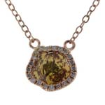 0.06-0.16 Cts Diamond & 0.38-0.58 Cts Dark Yellow Slice Diamond Pendant in 14K Pink Gold