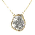 0.09-0.19 Cts Diamond & 2.11-2.31 Cts Medium Grey Slice Diamond Pendant in 14K Yellow Gold