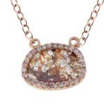 0.08-0.18 Cts Diamond & 0.63-0.83 Cts Medium Brown Slice Diamond Pendant in 14K Pink Gold