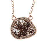 0.06-0.16 Cts Diamond & 0.51-0.71 Cts Medium Brown Slice Diamond Pendant in 14K Pink Gold