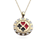 0.20-0.25 Cts  SI2 - I1 clarity and I-J color Diamond Men's Poker Chip Enameled Pendant in 14K Yellow Gold