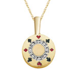 0.03-0.4 Cts  SI2 - I1 clarity and I-J color Diamond Poker Chip Pendant in 14K Yellow Gold 