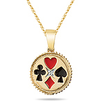 0.01 Cts Diamond Solitaire Poker Pendant in 14K Yellow Gold