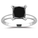 2 Ct Princess Cut Black Diamond Ring in 18K White Gold