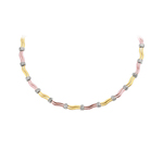 Royal Pave Tri Color Gold Necklace in 14K Three Tone Gold