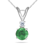 0.03 Ct Diamond & 0.57 Ct Tsavorite Garnet Pendant in 18K White Gold