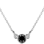 Solitaire Pendant - 1/2 Ct Black Diamond Solitaire Pendant in 18K White Gold