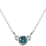 1/3 Cts Blue Diamond Solitaire Pendant in 18K White Gold