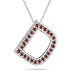 1/4 Cts Red Diamond D Initial Pendant in 14K White Gold