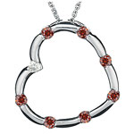 1/2 Cts Red & White Diamond Heart Pendant in 14K White Gold