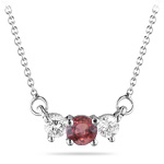 4 mm Red Sapphire & 1/4 Cts Diamond Pendant in 18K White Gold