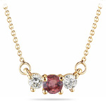 4 mm Red Sapphire & 1/4 Cts Diamond Pendant in 18K Yellow Gold