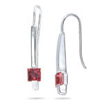 3/4 Ct of 4 mm AA Princess Red Sapphire Earrings in 14K White Gold