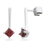 0.80 Ct 4mm AA Princess Red Sapphire Sp. Backs Earrings-14K White Gold