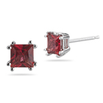 0.74 Cts Red Sapphire Stud Earrings in 14K White Gold