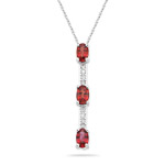 0.16 Cts Diamond & 1.97 Cts Red Sapphire Pendant in 14K White Gold