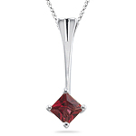 0.40 Ct 4 mm AA Princess Red Sapphire Solitaire Pendant-14K White Gold