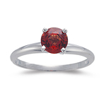 1.18 Ct 6.5 mm AA Round Red Sapphire Engagement Ring in 14K White Gold