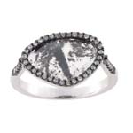 0.11-0.21 Cts Diamond & 1.44-1.64 Cts Light Grey Slice Diamond Ring in 14K White Gold