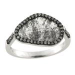 0.14-0.24 Cts Diamond & 1.57-1.77 Cts Light Grey Slice Diamond Ring in 14K White Gold