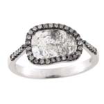 0.10-0.20 Cts Diamond & 0.46-0.66 Cts Light Grey Slice Diamond Ring in 14K White Gold