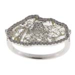 0.18-0.28 Cts Diamond & 1.27-1.47 Cts Light Grey Slice Diamond Ring in 14K White Gold