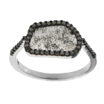 0.13-0.23 Cts Black Diamond & 1.08-1.28 Cts Light Grey Slice Diamond Ring in 14K White Gold