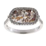 0.20-0.30 Cts Diamond & 1.40-1.60 Cts Medium Brown Slice Diamond Ring in 14K White Gold