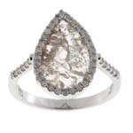 0.23-0.33 Cts Diamond & 1.68-1.88 Cts Light Brown Slice Diamond Ring in 14K White Gold
