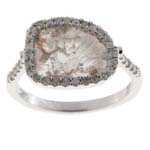 0.21-0.31 Cts Diamond & 1.28-1.48 Cts Light Brown Slice Diamond Ring in 14K White Gold