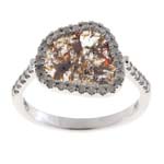 0.19-0.29 Cts Diamond & 0.87-1.07 Cts Medium Brown Slice Diamond Ring in 14K White Gold