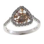 0.19-0.29 Cts Diamond & 0.89-1.09 Cts Medium Brown Slice Diamond Ring in 14K White Gold