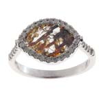 0.19-0.29 Cts Diamond & 1.28-1.48 Cts Medium Brown Slice Diamond Ring in 14K White Gold