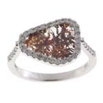 0.20-0.30 Cts Diamond & 0.90-1.10 Cts Dark Brown Slice Diamond Ring in 14K White Gold