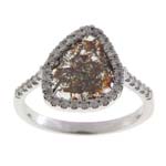 0.18-0.28 Cts Diamond & 1.38-1.58 Cts Medium Brown Slice Diamond Ring in 14K White Gold