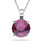 1.00 Ct of 6 mm AA Round Rhodolite Solitaire Pendant in 14K White Gold