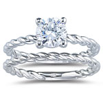 Rope Pattern Matching Ring Setting in 18K White Gold