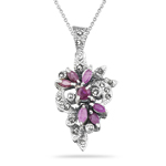 0.70 Cts Ruby & 0.30 Cts Marcasite Filigree Pendant in Silver