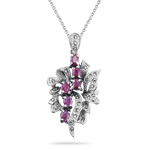 2.00 Cts Ruby Marcasite Filigree Pendant in Silver