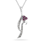 0.45 Cts Ruby Marcasite Filigree Pendant in Silver