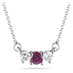 1/4 Cts Diamond & 0.41 Cts of 4 mm Ruby Pendant in 18K White Gold