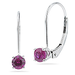 0.60 Cts of 4 mm Round AA Ruby Stud Earrings in 14K White Gold