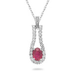 1.28 Cts Diamond & 1.85 Cts Ruby Pendant in 14K White Gold